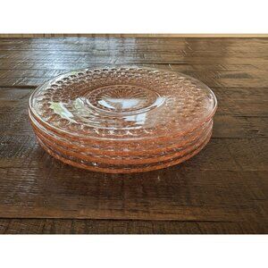 Vintage Anchor Hocking Hobnail Pink 6.25” Inch Glass Plates Set Of 4
